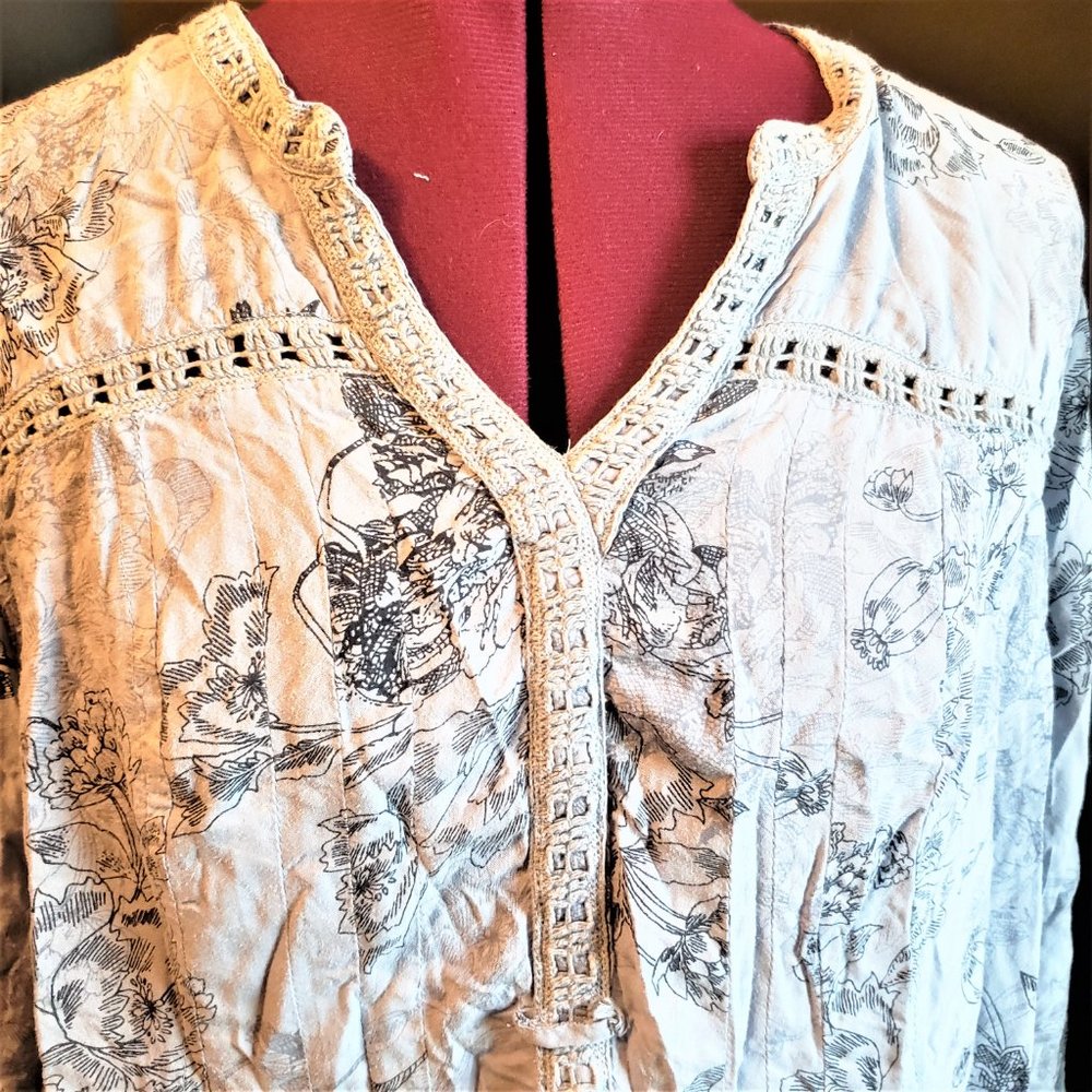Vintage America Blues Embroidered Floral Shirt